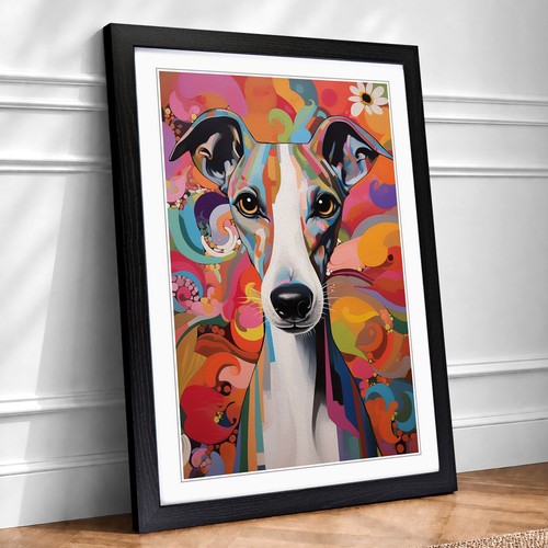 Whippet modern framed wall art - whippet,