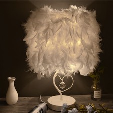 White Feather Lamp Shade Art