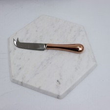 Just Slate Company Hexagonal Marble Cheese Board and Cutting Set