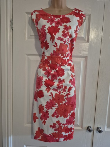 Red white lined - red, floral