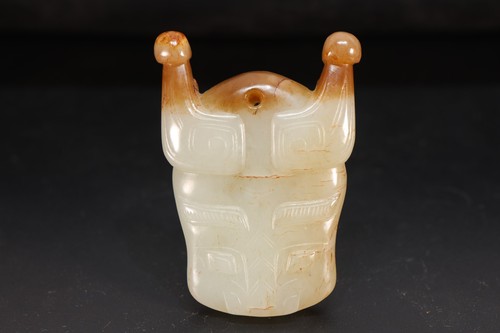 Jade carved beast face pattern - jade,