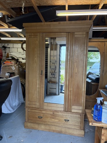 Antique pine double wardrobe - antique,