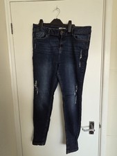 Womans TU Blue Denim Skinny Jeans Size 16 Regular Ripped