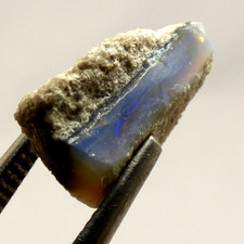 Black Opal With Vivid Blue Fire Lightning Ridge Australia Unpolished 3.6ct 13mm