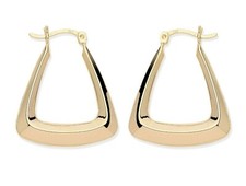 9ct Yellow Gold on Silver Handbag Creole Hoop Earrings - Large