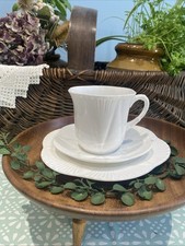 Vintage Shelley Dainty White Tea Plate Cup Saucer Trio Excellent Condition