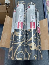 Jo Lot Offer 5 Full Rolls £29.99 Black/Gold Swirl Wallpaper AS 2550-68