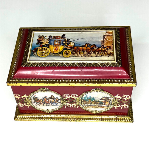 Vtg hinged tin - tin, germany