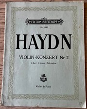 HAYDN VIOLIN CONCERTO NO. 2 VIOLIN & PIANO SHEET MUSIC BOOK +SOLO (1931) GERMANY