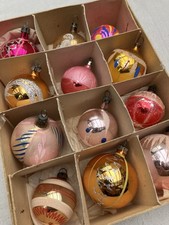 Vintage 1920s / 1940s X12 Glass Christmas Bauble Set