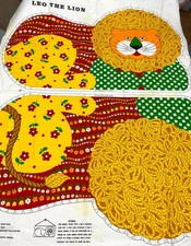 Cranston “Leo the Lion” Stuffed Animal Panel – 112×89 cm – Vintage, Stains