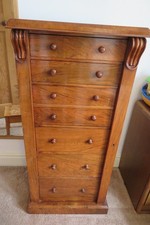 Antique 19th Century (circa 1876 ) Walnut Wellington chest of drawers / bureau 