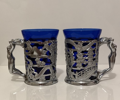 Pair vintage tankards - vintage, metal