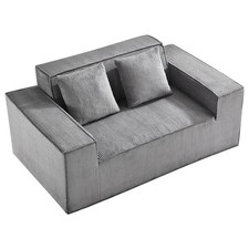 Loveseat Sofa 63 in 2-Seats Small Corduroy Couch No Assembly Required Gray