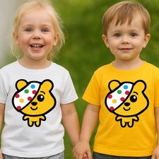 Pudsey Bear T Shirt Cute Face Spotty Children In Need 2025 Kids Boys Girls Top