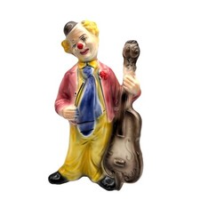 Vintage Pottery Clown Playing Double Bass Figurine Ceramic A/F