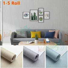1-5X Mix Plain Gray Wallpaper Roll Thick Fabric Stripes Textured Home Wall Paper
