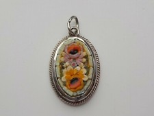 Lovely Vintage Micro Mosaic Floral Pendant