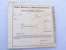 Vintage 1850's OXFORD, WORCESTER & WOLVERHAMPTON RAILWAY Horses Carriages Ticket