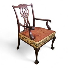 Antique carved mahogany desk carver armchair - occasional reading chair