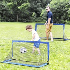 HOMCOM Football Goal Folding Outdoor with All Weather Net 6'x3' Blue