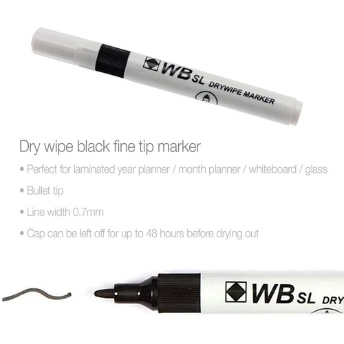 Black dry wipe clean erase - black✔dry,