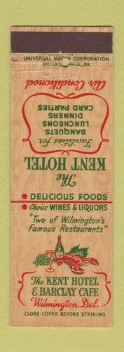 Matchbook cover kent hotel - matchbook,
