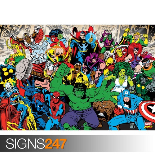Marvel poster featuring iconic - poster,