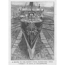 HMS APOLLO in Dock at Haulbowline Ireland - Antique Print 1892