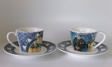 TWO BACI MILANO  COFFEE CUPS &  SAUCERS  GREAT CONDITION WITH BOX