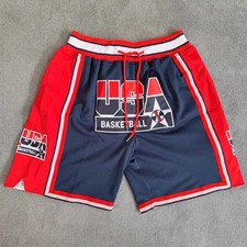 Navy USA Dream Team Basketball Shorts 1992 Embroidered Mesh With Pockets