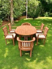 Teak Deluxe Garden Furniture Set 1.2m - 1.7m Dining Table & Six Chairs 🌿