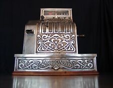 1910 Nickel on Brass Art Nouveau Lever Crank National Cash Register / NCR / Till