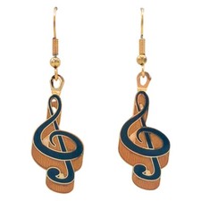 Earrings G Clef  - Black With