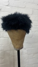 Vintage Navy Blue Ostrich Feather Beret Hat One Size Perfect For Winter Seasons