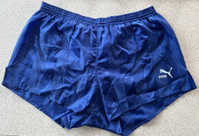 Vintage Puma Sprinter Shorts Blue Nylon Running Mens 36" 80s Medium M