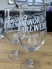 Wadworth Brewery Ale Beer Bitter Stemmed Tulip Pint Glass Pair