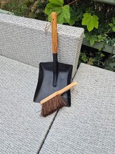 VINTAGE COAL / ASH SHOVEL PAN REFURBISHED NEW HANDLE & HANDBRUSH