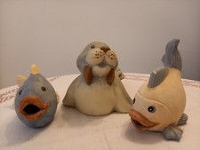 2 FISH & SEAL NAUTICAL/ SEASIDE ORNAMENTS CHILD'S BEDROOM/ BATHROOM SEE MORE 