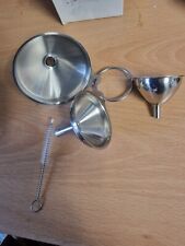 3x Stainless Steel Funnels Set Small Medium Large Kitchen Liquid Oil Wine UK