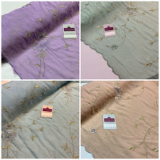 £4.99 Double Scalloped Embroidery Chiffon with Gold Dew Drop Dress Fabric M1681