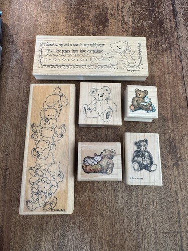 Wooden rubber stamps teddy - wooden,