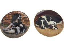 Collector Plates by Nigel Hemming Franklin Mint Spaniel Dogs Gold Edged 