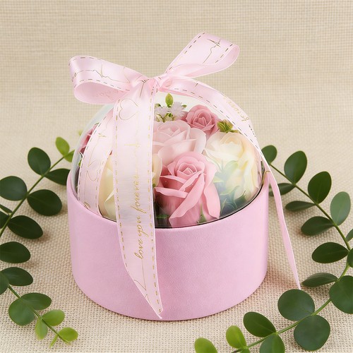 Pink rose soap flower gift - gift, box