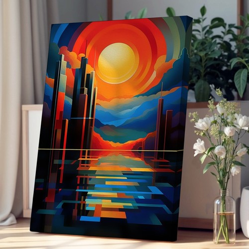 Art deco sunset - sunset, orphism