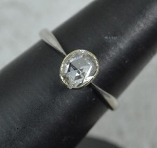 Rare 1ct Rose Cut Diamond 18ct White Gold Solitaire Engagement Ring