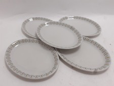Oval Plates By W.H. Grindley Lattice Pattern Set of 5x White Granite Vitrified