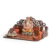 Wooden Pooja Mandir for Home Wall | Small Temple for Office & Room 12x9x6 Inch