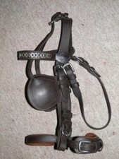 Pony Brown Leather 'LUXE' Driving Bridle -Chain Browband & Tan Padding By IDEAL