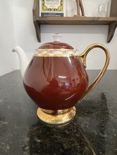 Windsor Bone China Burgundy & Gold Teapot – Hand Painted 1327D England